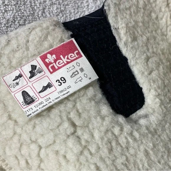 Rieker Black Faux Leather Sherpa Lined Mid Calf Knee High Boots 39 - Picture 6 of 14